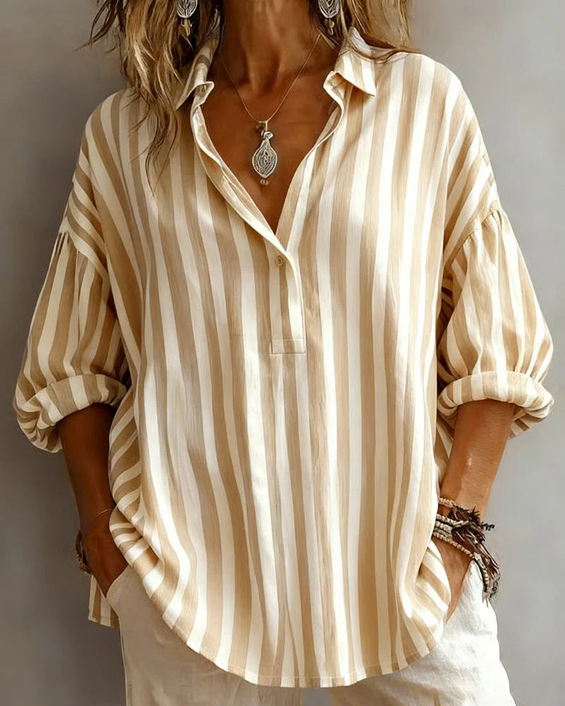 Blouse décontractée rayée à col chemise