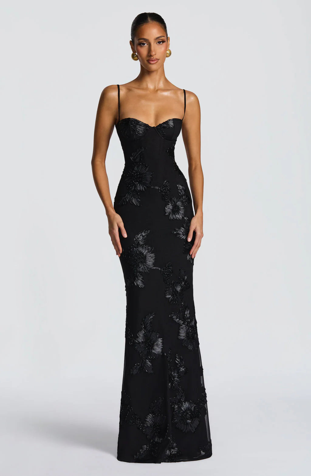 Robe longue à fines bretelles pour femme Élégante invitée mariage d'été