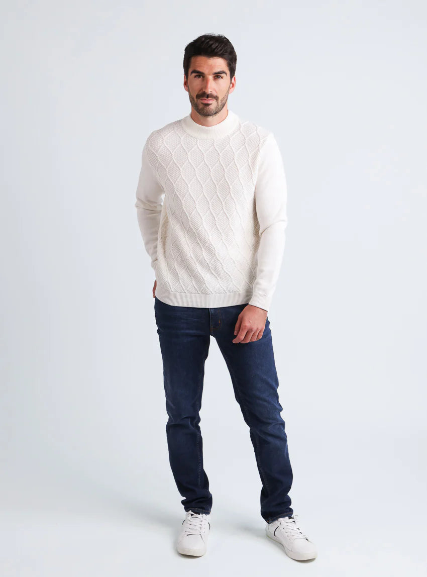 Pull homme en laine mérinos blanc naturel