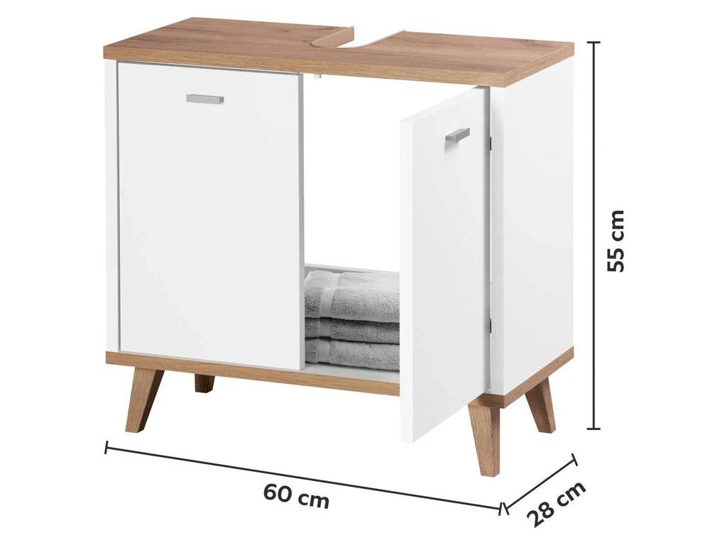 LIVARNO Meuble sous-vasque Corfu, 60 x 55 x 28 cm, blanc/imitation chne