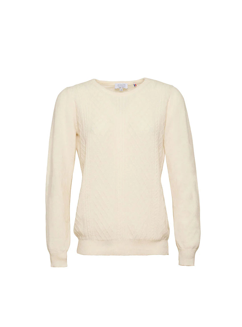 Pull femme cachemire et laine blanc crème