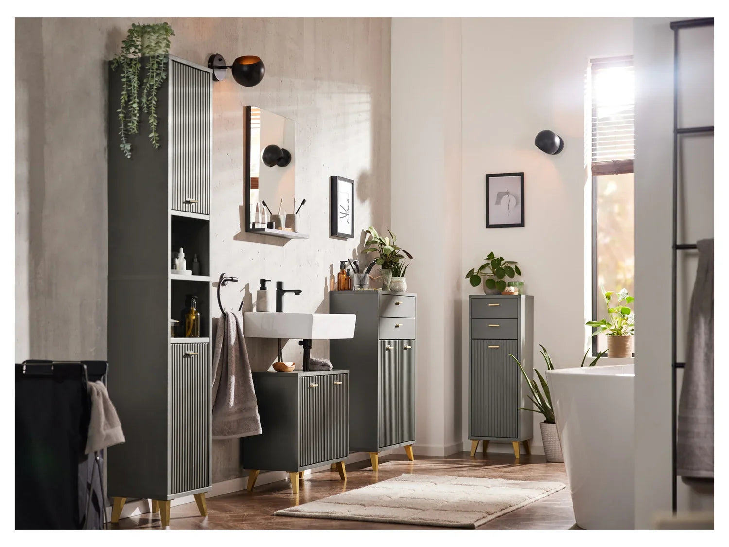 LIVARNO home Meuble de salle de bains, 32,2 x 96 x 28 cm, anthracite