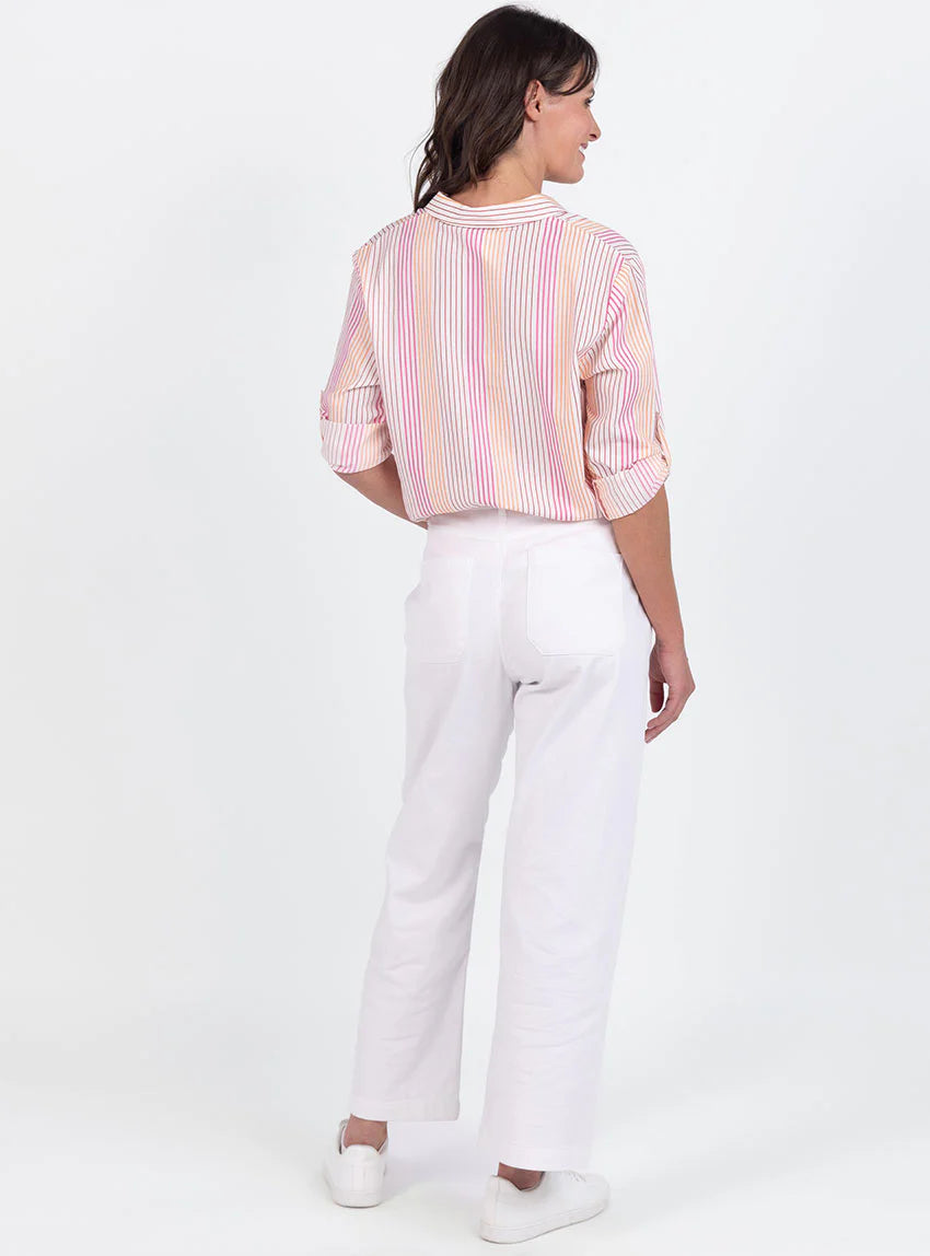 Chemisier femme rayé rose en viscose & coton