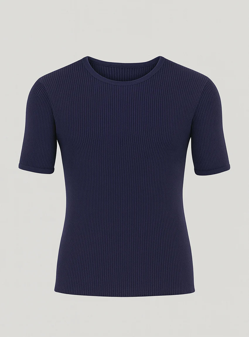 Tee-shirt thermique homme en laine bleu marine