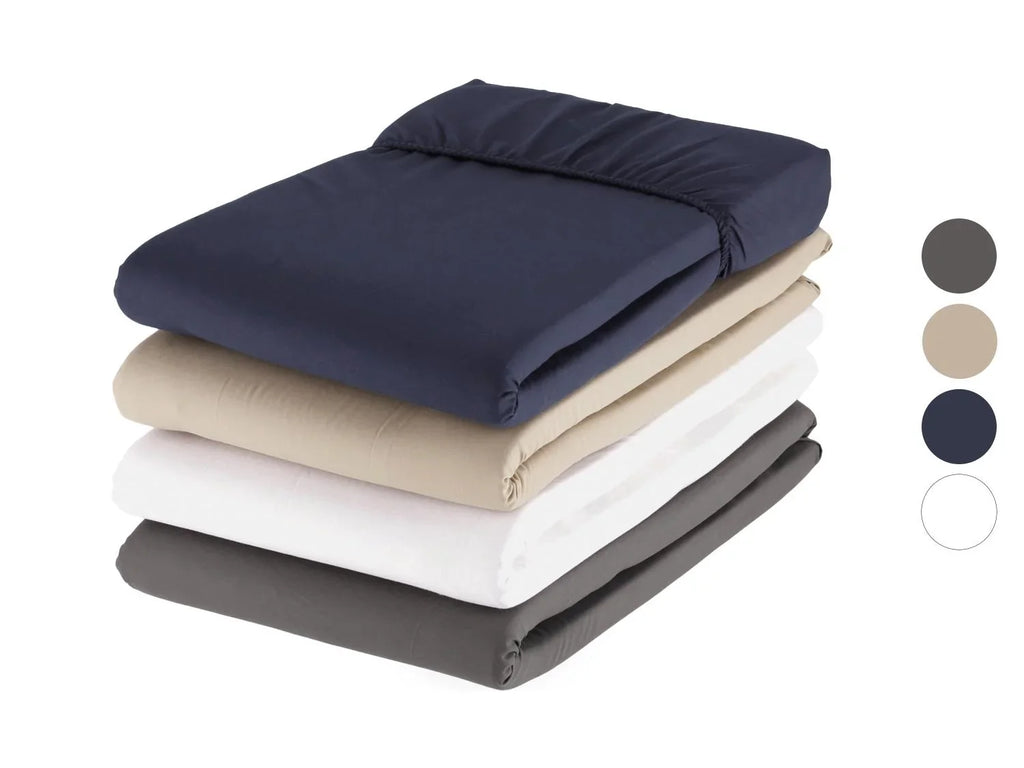 LIVARNO home Drap-housse en percale de coton, 180-200 x 200 cm