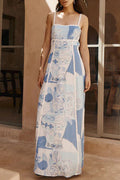 Sophie Paris | Robe Maxi à Nouer au Dos avec Galon Ric Rac et Imprimé Unique