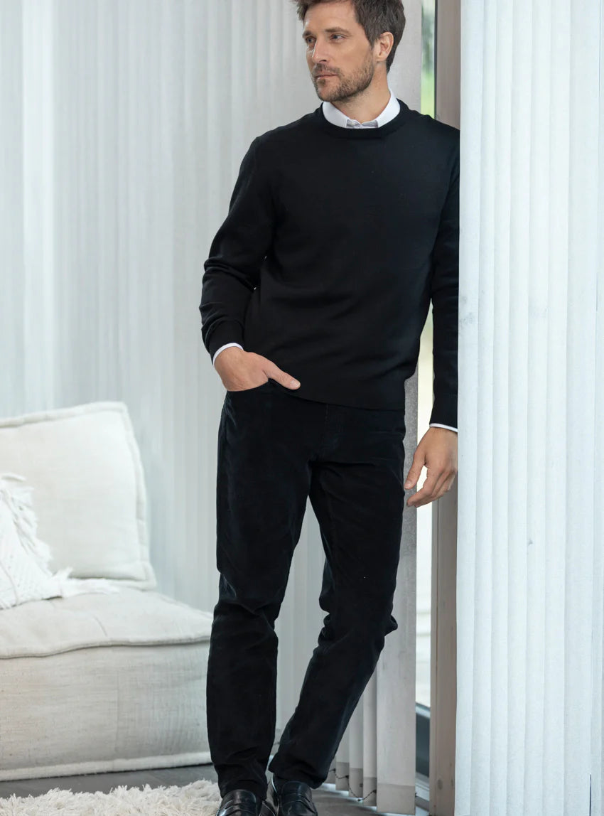 Pantalon homme velours côtelé en coton Noir Anthracite