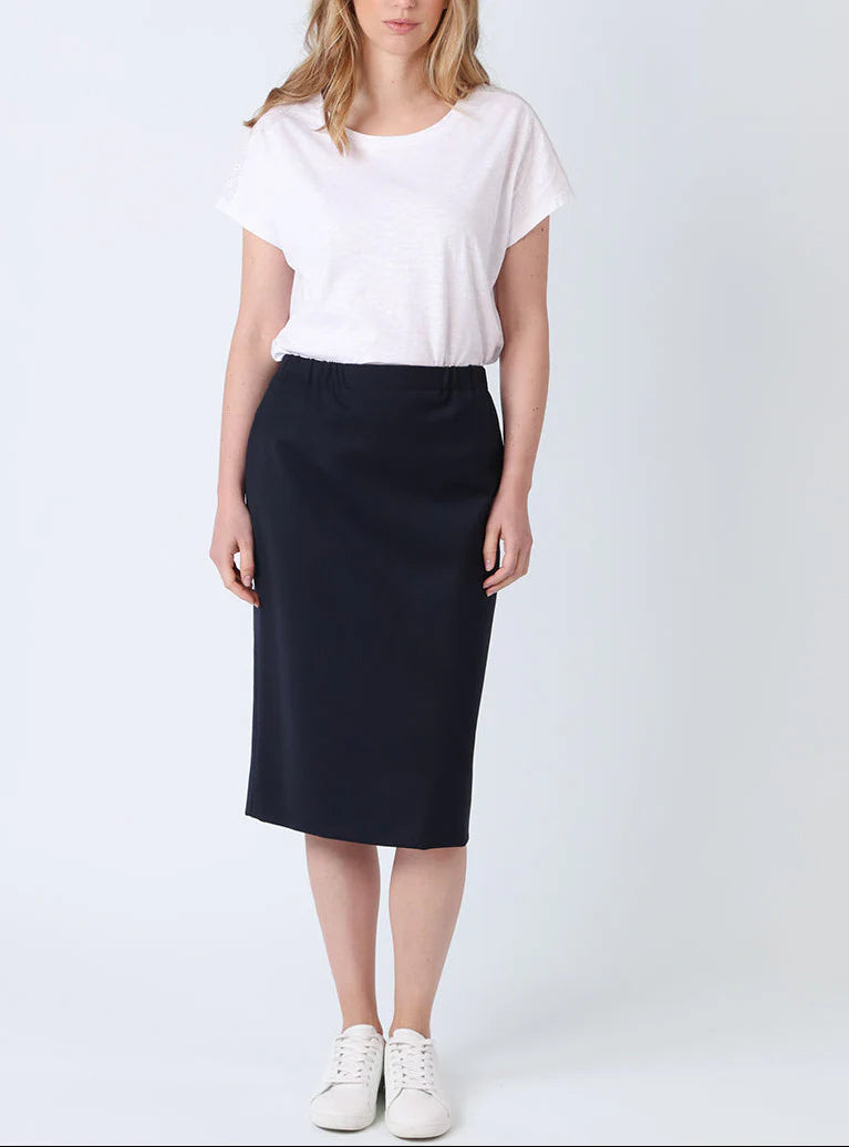 Jupe droite femme bleu marine