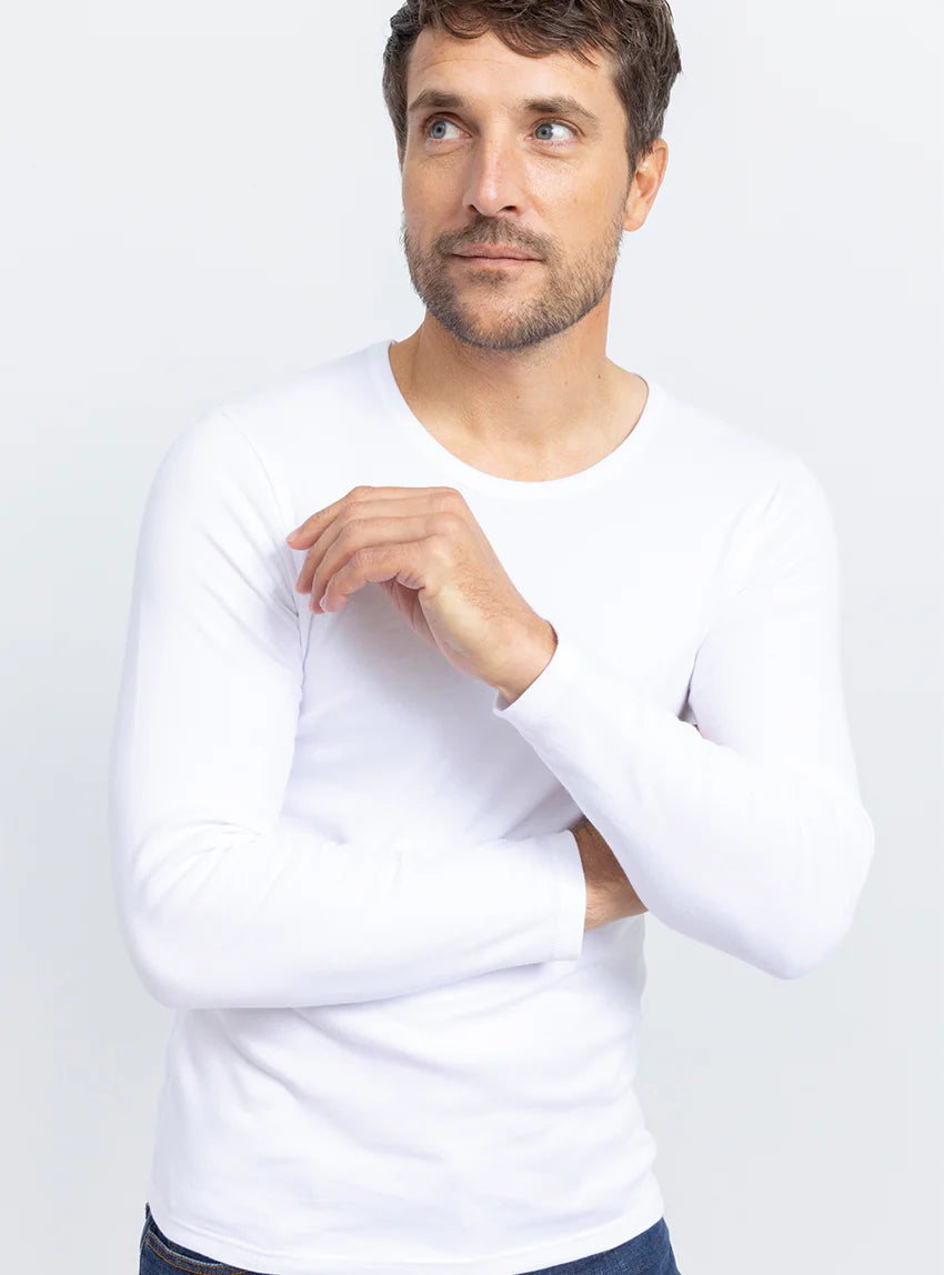 Tee-shirt homme manches longues en coton blanc