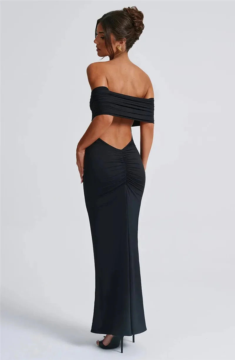 Robe maxi dos nu sans bretelles pour femmes