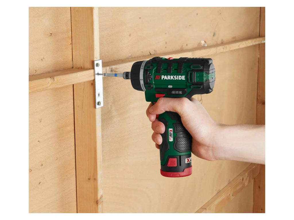 PARKSIDE Set perceuse-visseuse sans fil PBSA 12 E4 + batterie + chargeur + accessoires, 12 V
