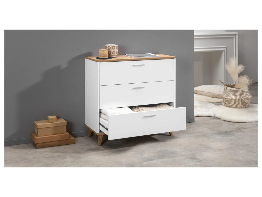 LIVARNO home Commode Corfou, 80 x 75 x 33 cm, blanche/imitation chne