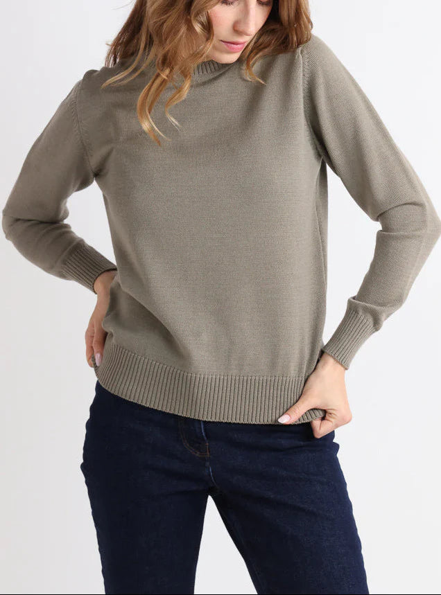 Pull épais femme en laine Vert Olive