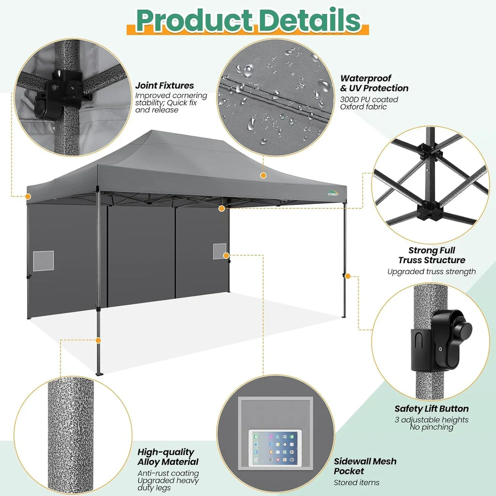 COBIZI 10x20 Heavy Duty Pop up Canopy Tent 6 sidewalls Commercial Canopy Wedding Party Tents