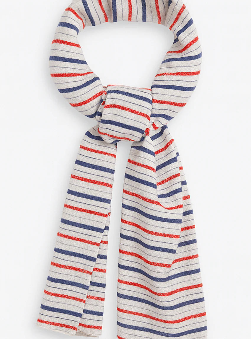 Foulard long femme rayé marine et rouge
