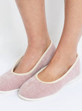 Chaussons ballerines intérieur femme en coton rose