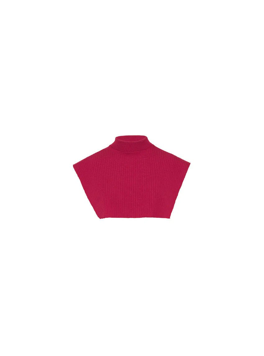 Col plastron mixte laine mérinos rose rubis