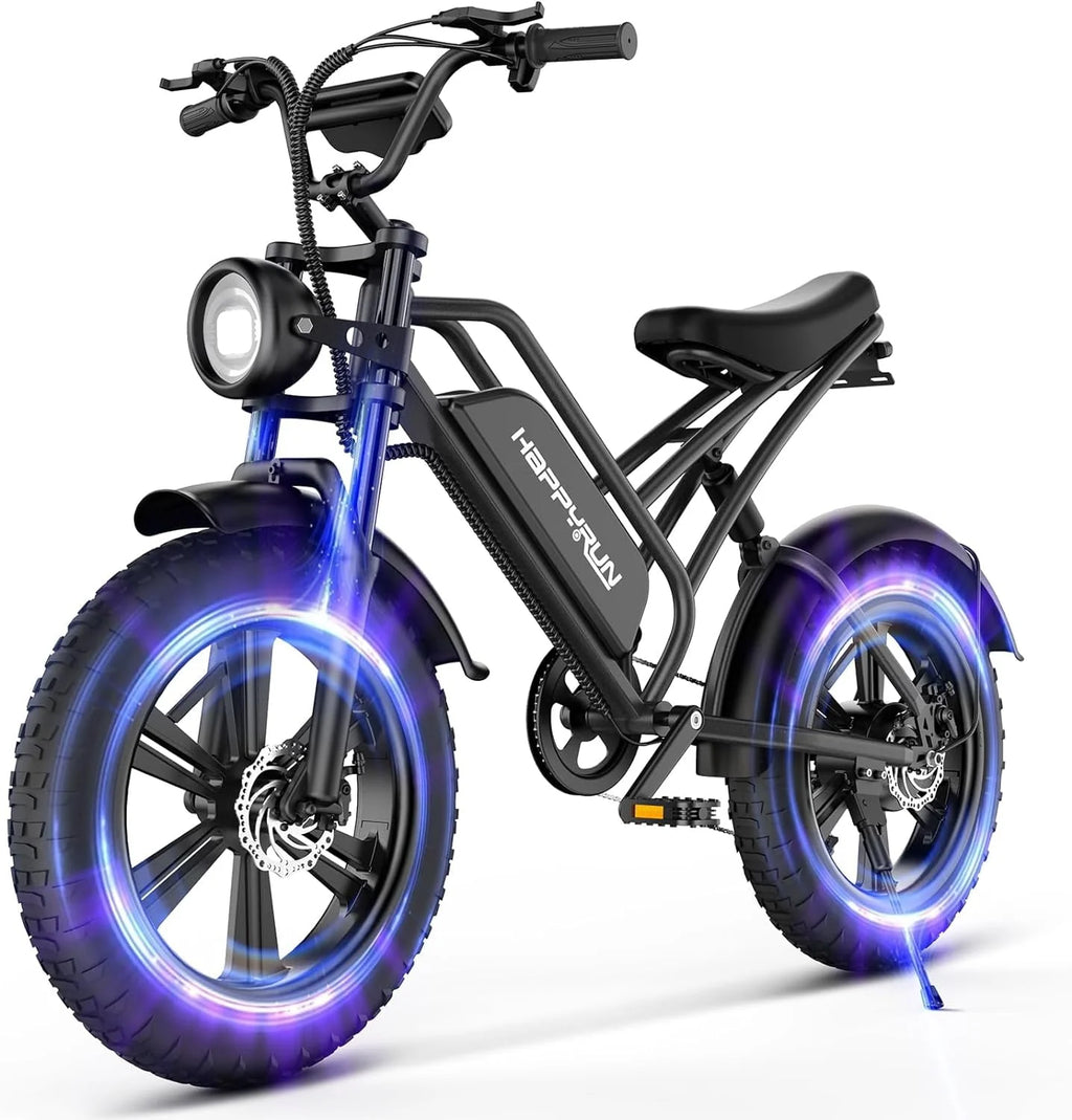 Happyrun Electric Bike for Adults 20 Fat tire with 750W Motor Ebike 48V 18AH Removable Battery 20MPH & 68 Miles