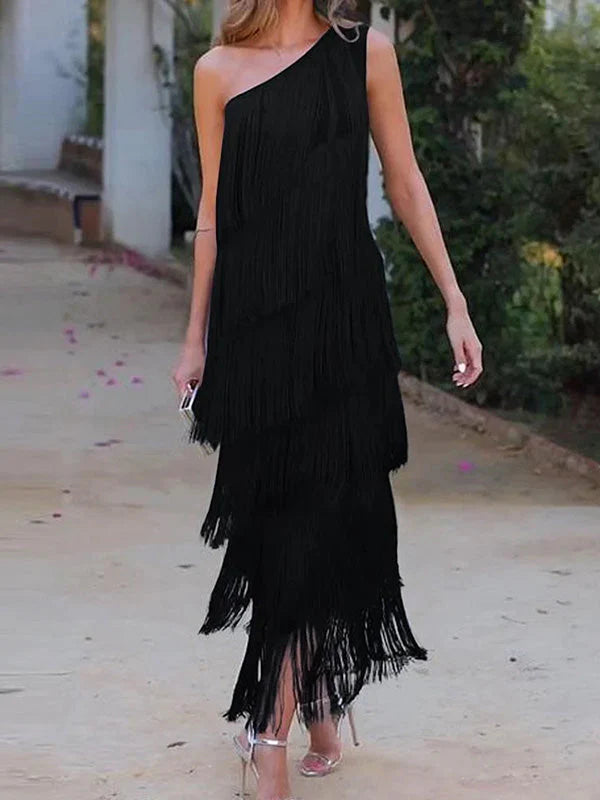 Robe Maxi Asymétrique Une Épaule Chic et Sans Effort