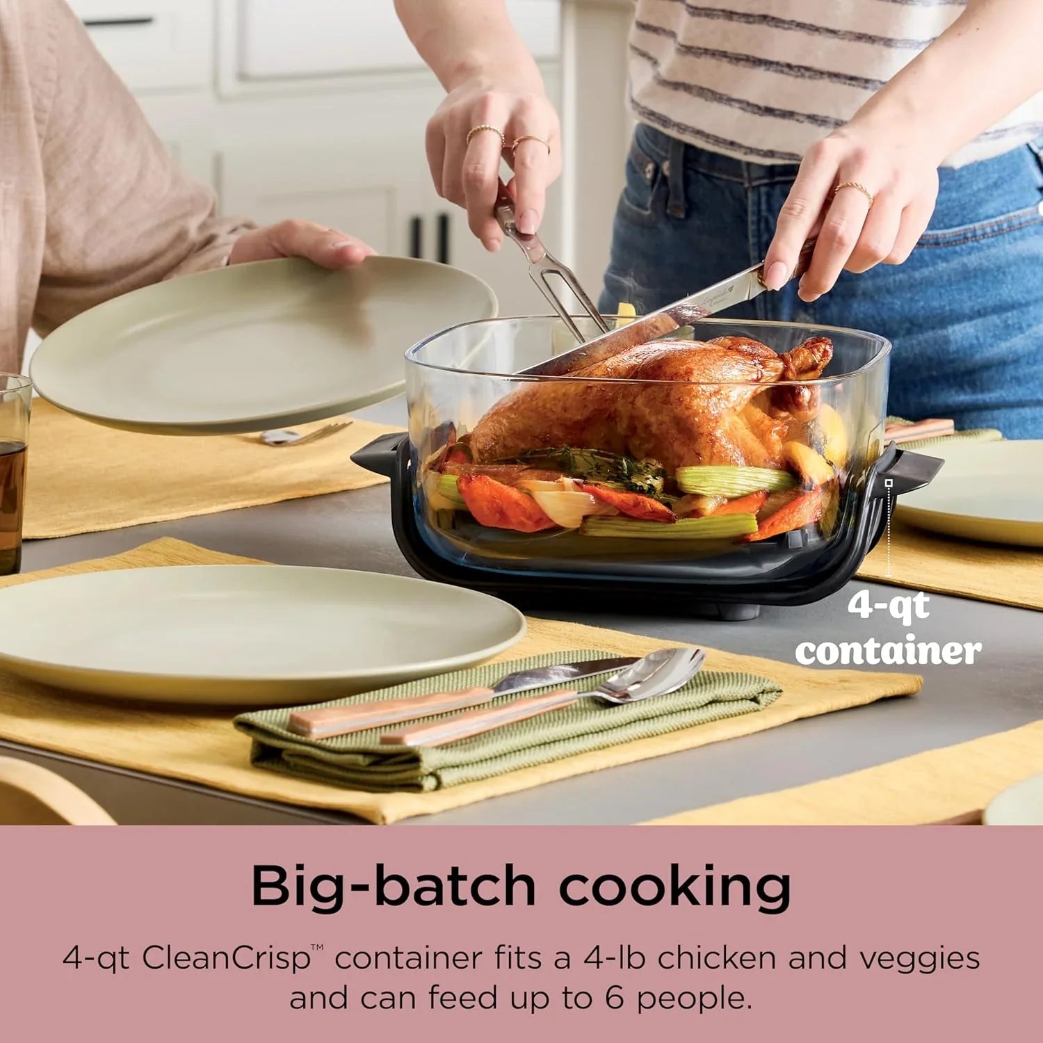 Ninja Crispi 4 in 1 Portable Glass Air Fryer Cooking System 4QT 6 Cup TempWare Glass Containers