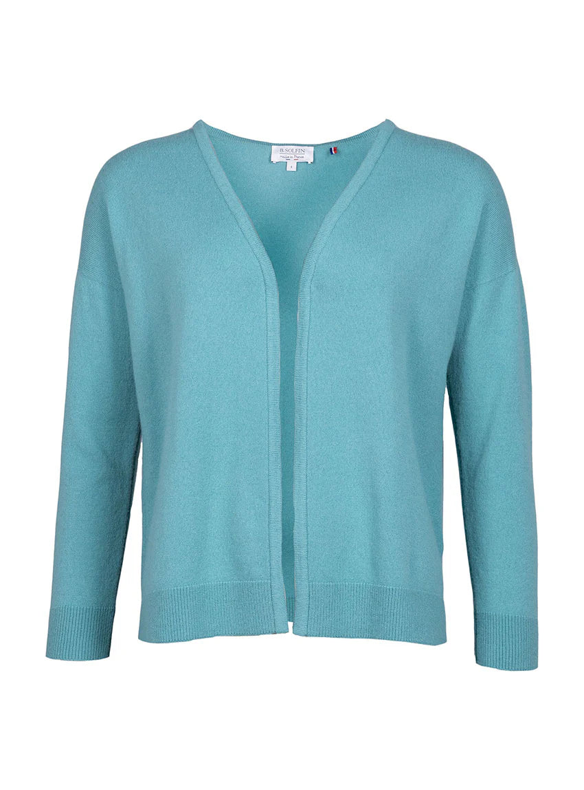 Gilet femme bord à bord laine et cachemire vert menthe