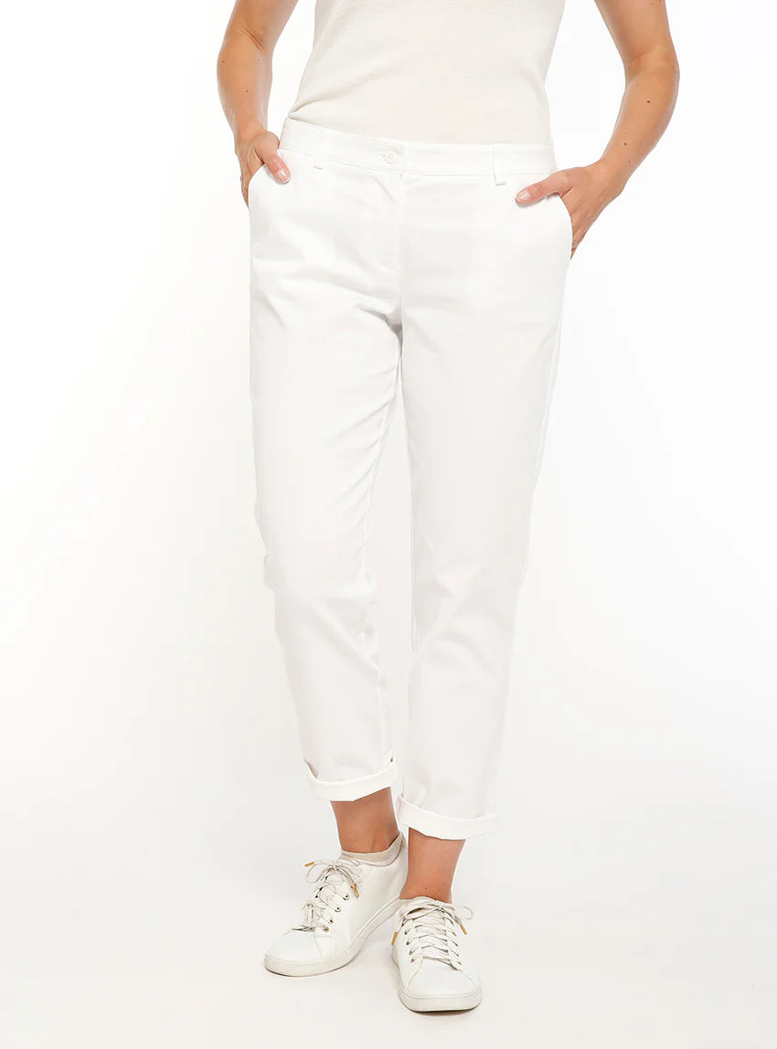Pantalon chino femme en coton blanc