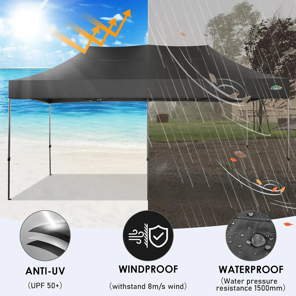 COBIZI 10x20 Heavy Duty Pop up Canopy Tent 6 sidewalls Commercial Canopy Wedding Party Tents