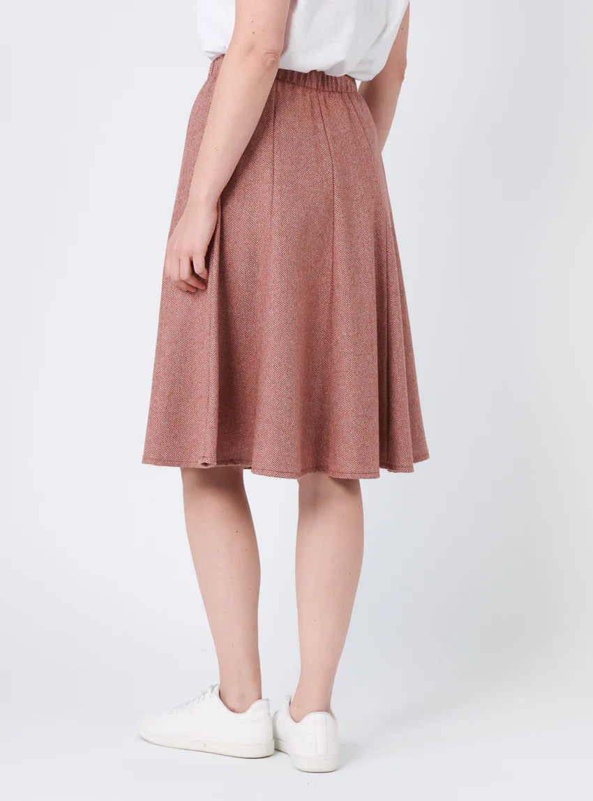 Jupe femme en laine chevrons marron