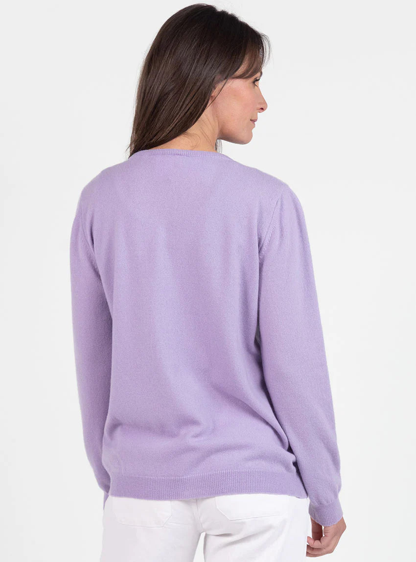 Cardigan femme en cachemire violet délicat