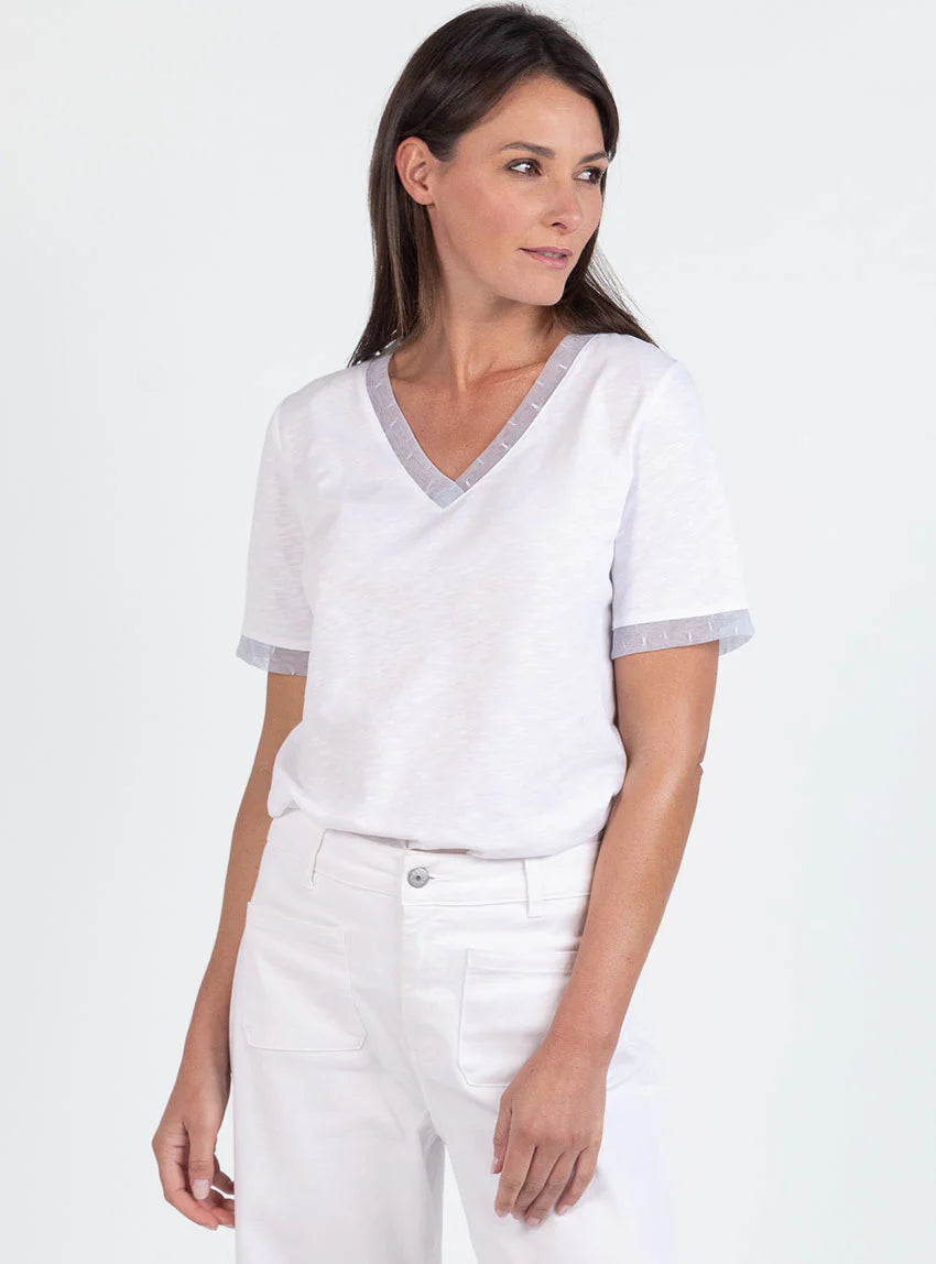 Tee-shirt femme en coton flammé