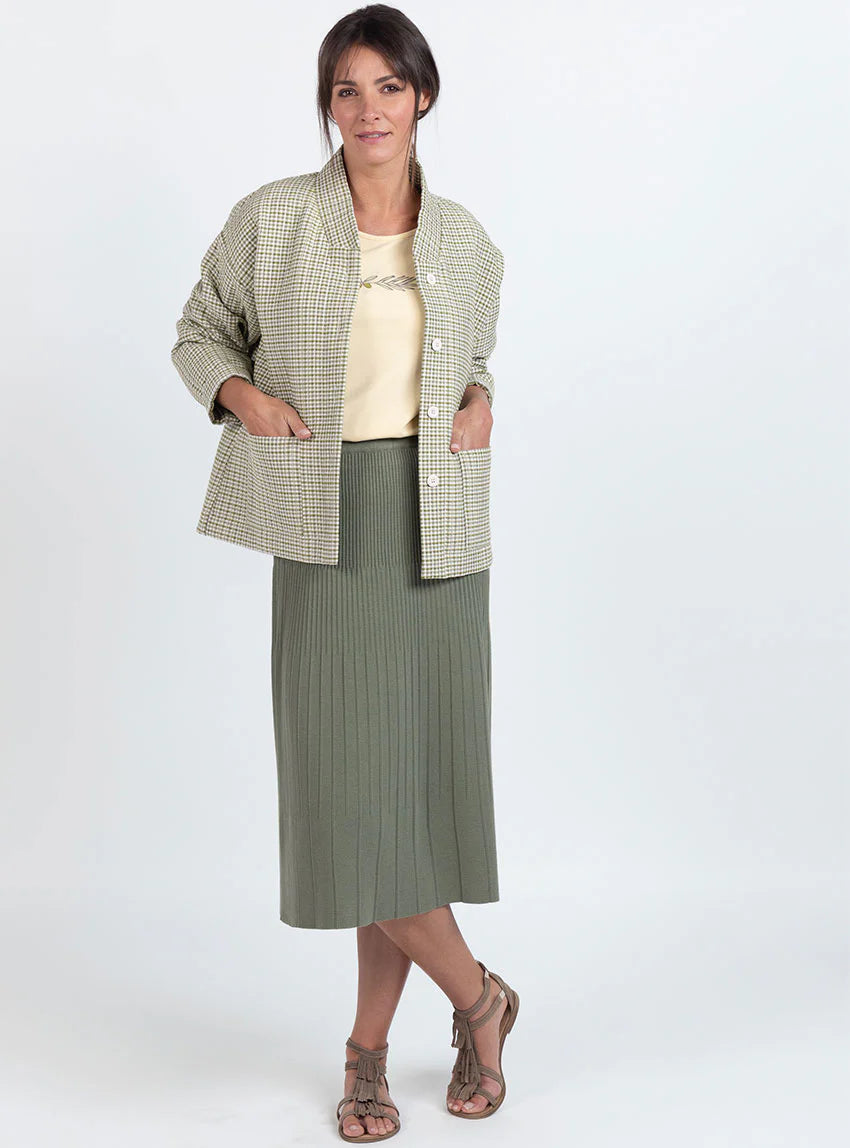 Veste femme matelassée en coton vert kaki