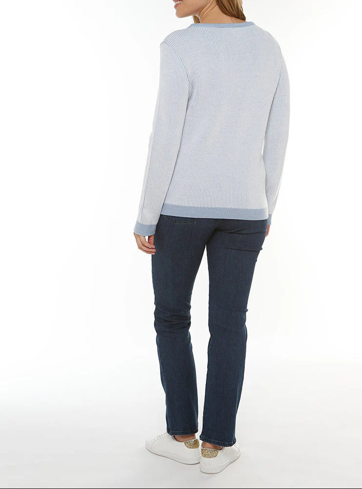 Pull femme maille anglaise bleu ciel