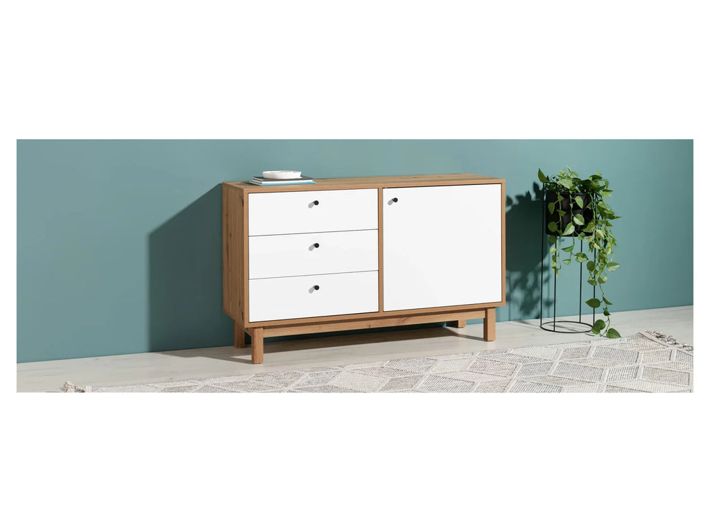 LIVARNO home Commode Copenhagen, 113 x 68,3 x 35 cm, blanc/imitation chne