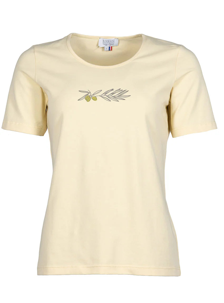 Tee-shirt femme en coton jaune vanille