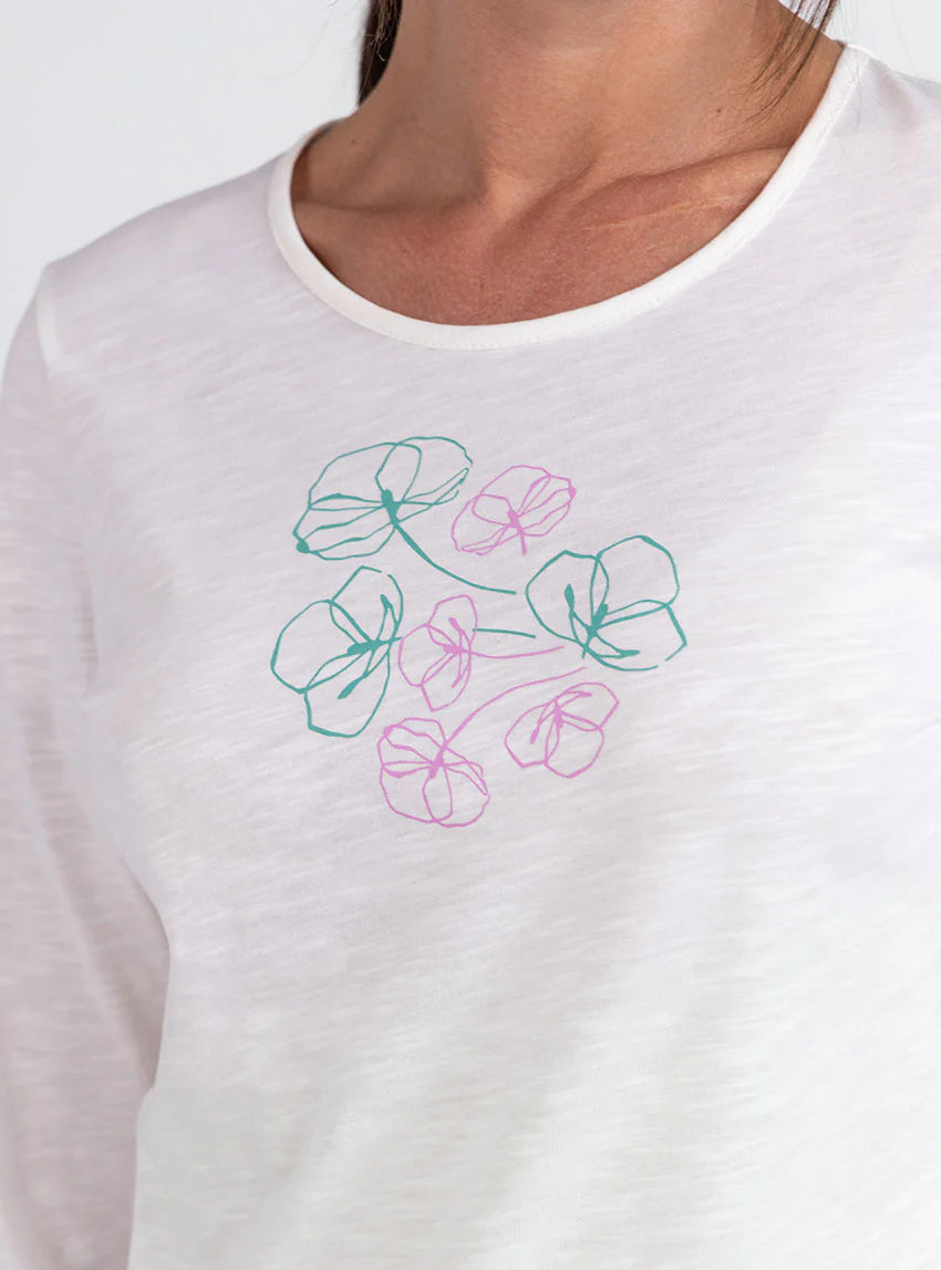 Tee-shirt femme en coton blanc crème