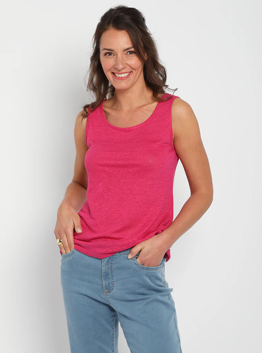 Débardeur femme en lin Rose Vif