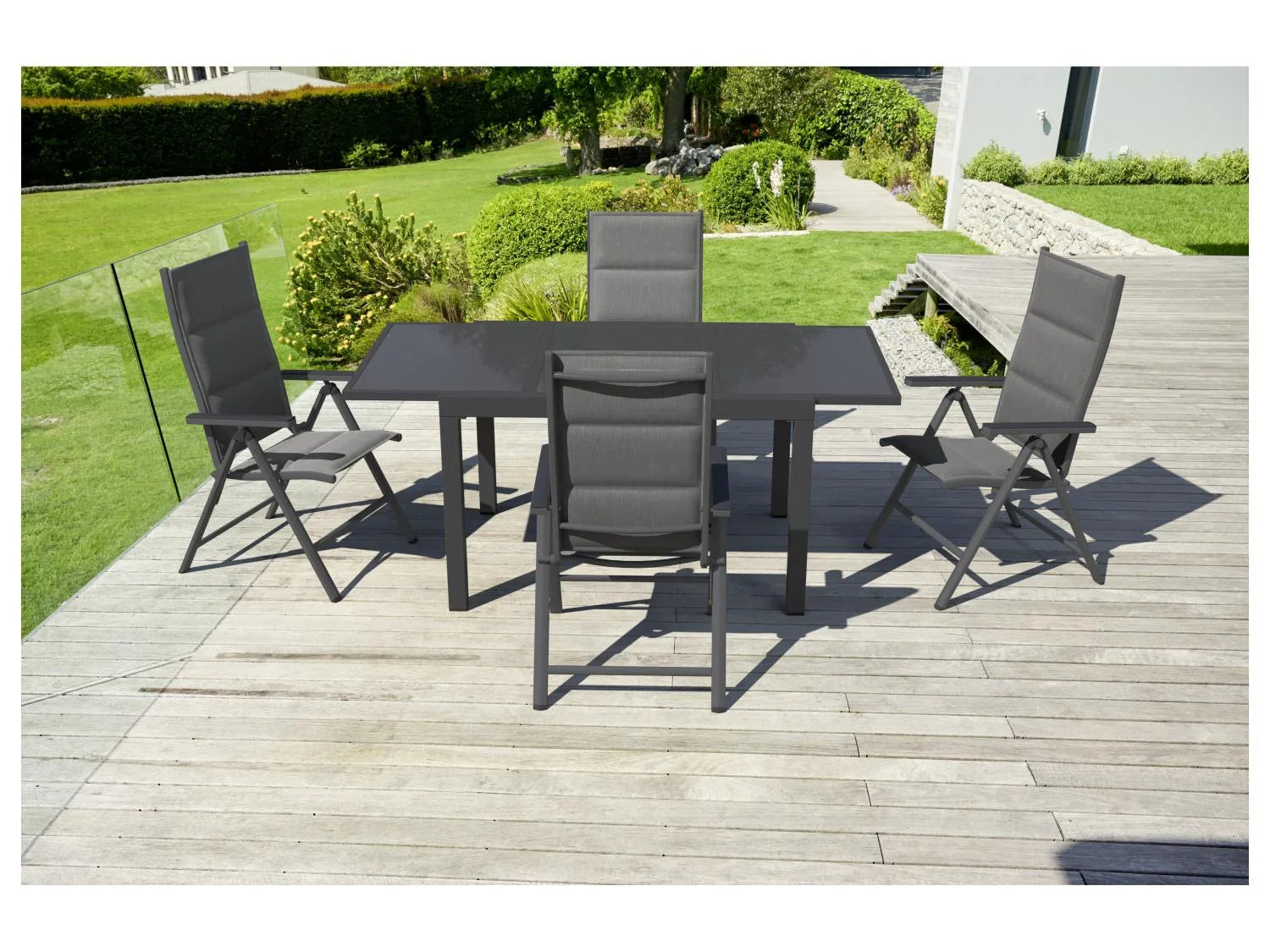 LIVARNO home Table de jardin Houston + Lot de 4 fauteuils Toronto