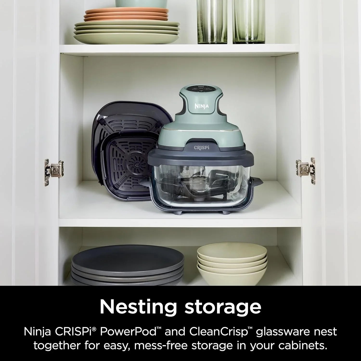 Ninja Crispi 4 in 1 Portable Glass Air Fryer Cooking System 4QT 6 Cup TempWare Glass Containers