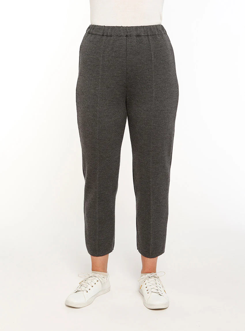 Pantalon femme en laine gris anthracite