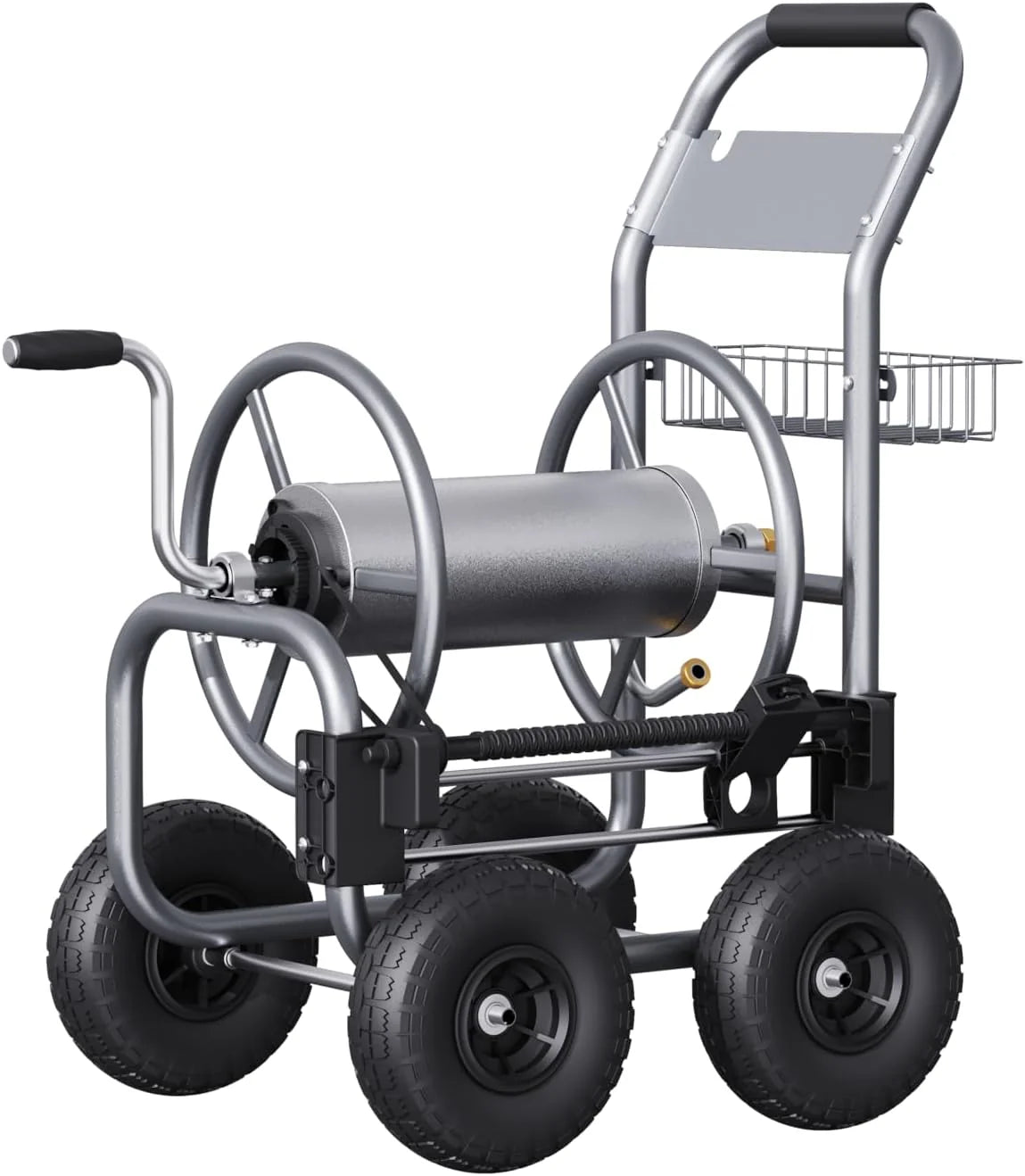 Hose Reel Cart, Hose Cart with Wheels Heavy Duty, Industrial Hose Reels for Outside, 250-Feet of 5/8 Hose Capacity, Hose Guide Pre-Installed