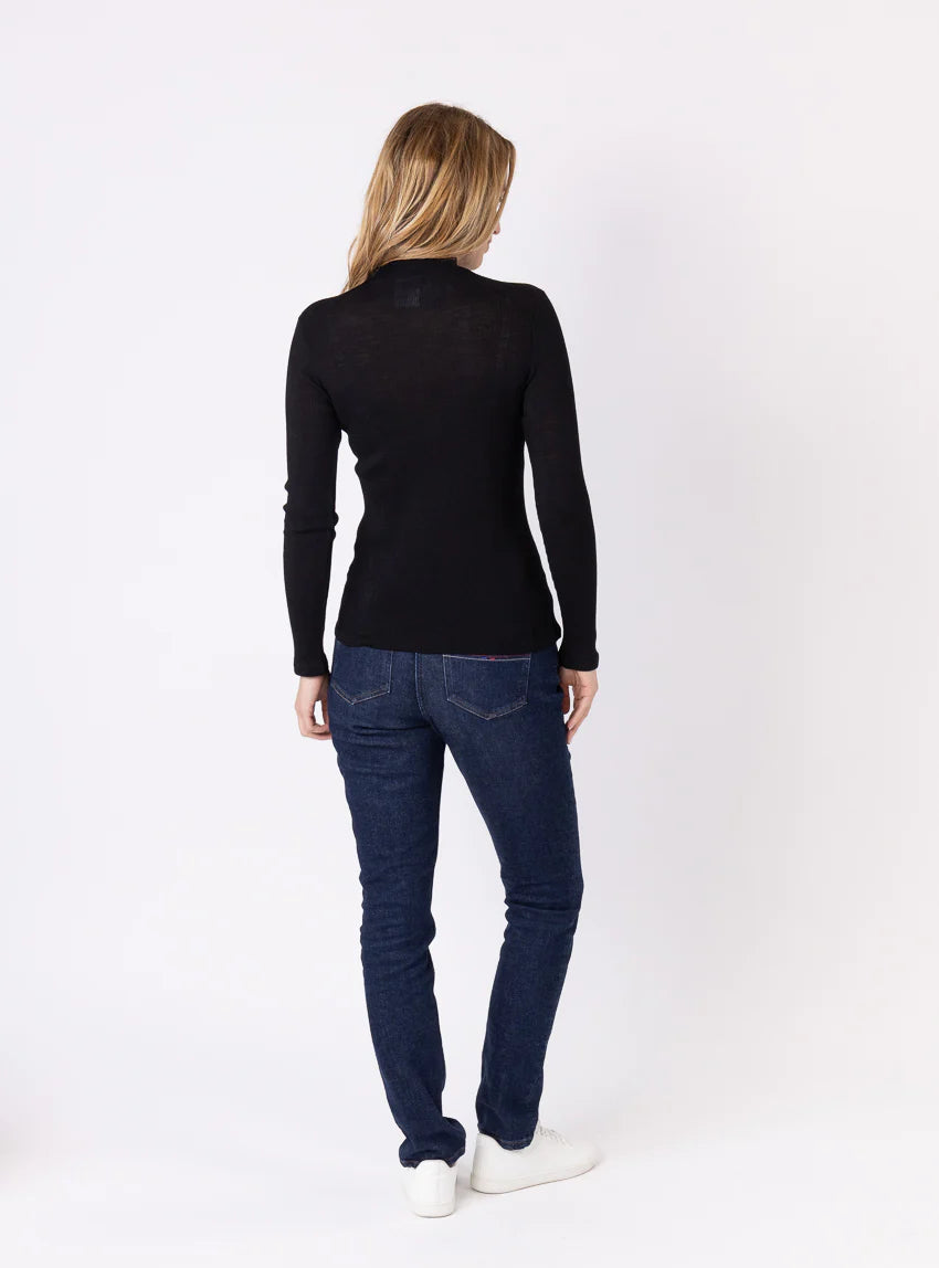 Pull chaussette femme col montant noir