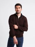 Pull homme col camionneur en laine marron