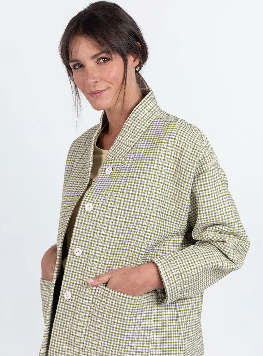 Veste femme matelassée en coton vert kaki