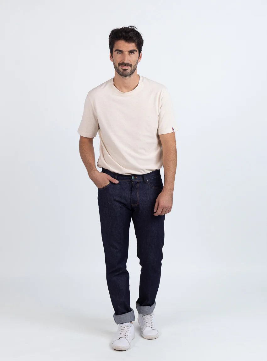 Jean homme en coton bleu brut