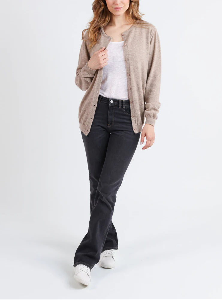 Cardigan femme en cachemire beige taupe