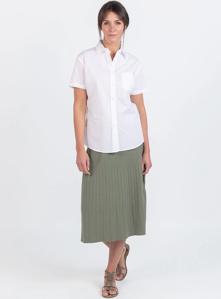 Chemisier femme manches courtes coton blanc
