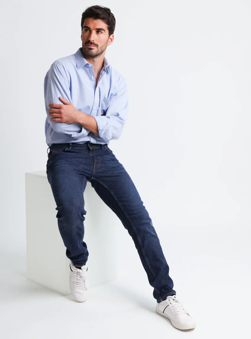 Chemise homme en laine et coton Bleu Clair