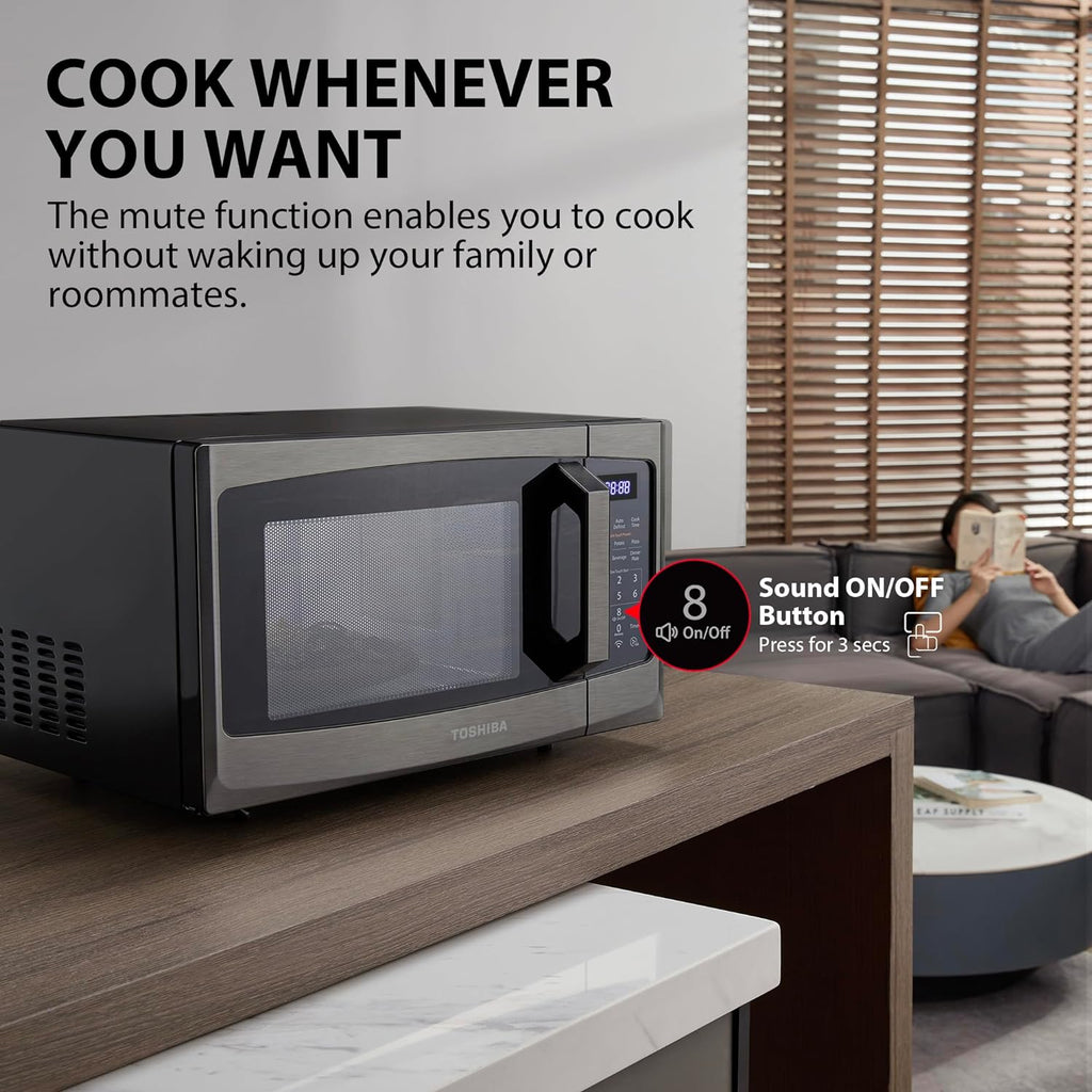 TOSHIBA 4-in-1 ML-EC42P(SS) Countertop Microwave Oven, Smart Sensor, Convection, Air Fryer Combo, Mute Function, Position Memory 13.6′′ Turntable, 1.5 Cu Ft, 1000W, Silver
