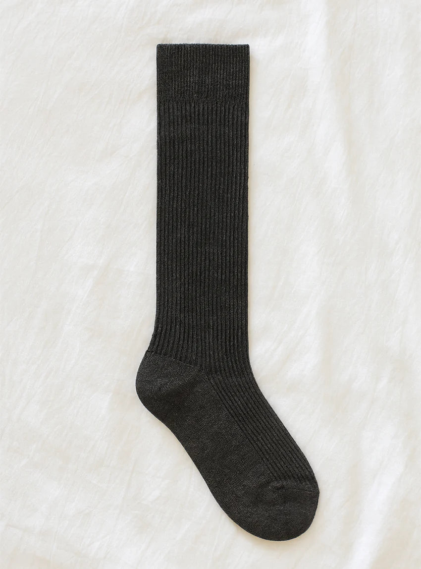 Chaussettes hautes mixte sans élastique grises en laine
