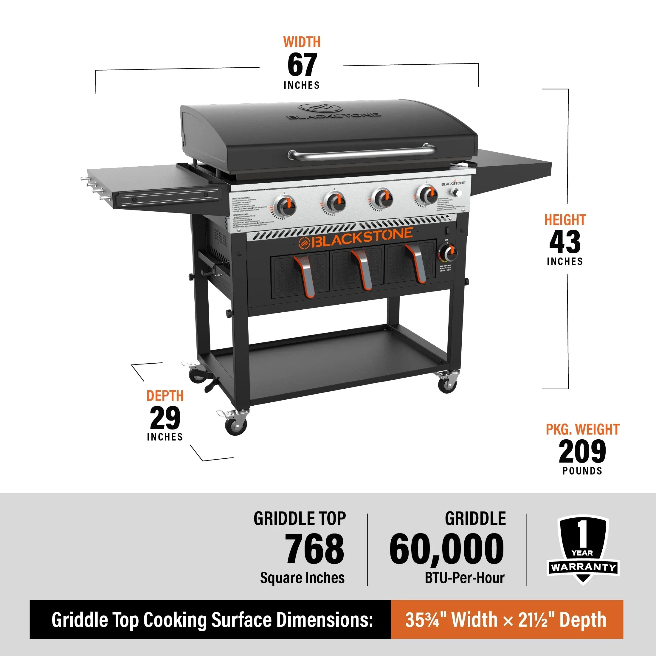 Blackstone 4-Burner 36 Propane Griddle with Air Fryer and Hood